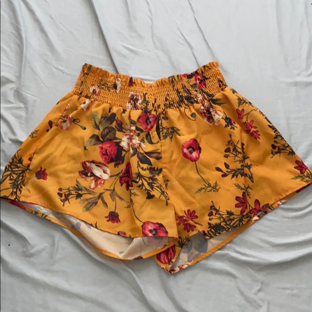 Yellow Floral Shorts